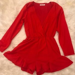 Bright red romper